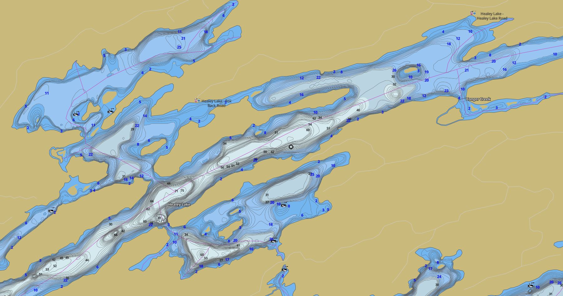 Contour Map of Healey Lake in Municipality of Archipelago and the District of  Parry Sound